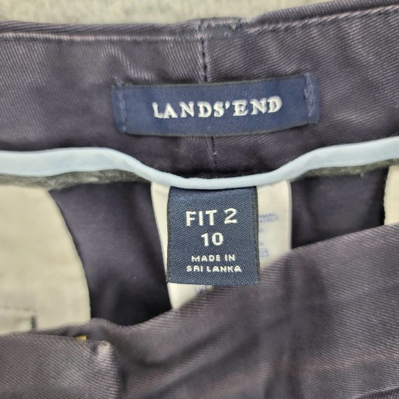 Lands' End Pants Womens 10 Blue Fit 2 Chino Wide Leg Casual Comfort - Picture 3 of 12
